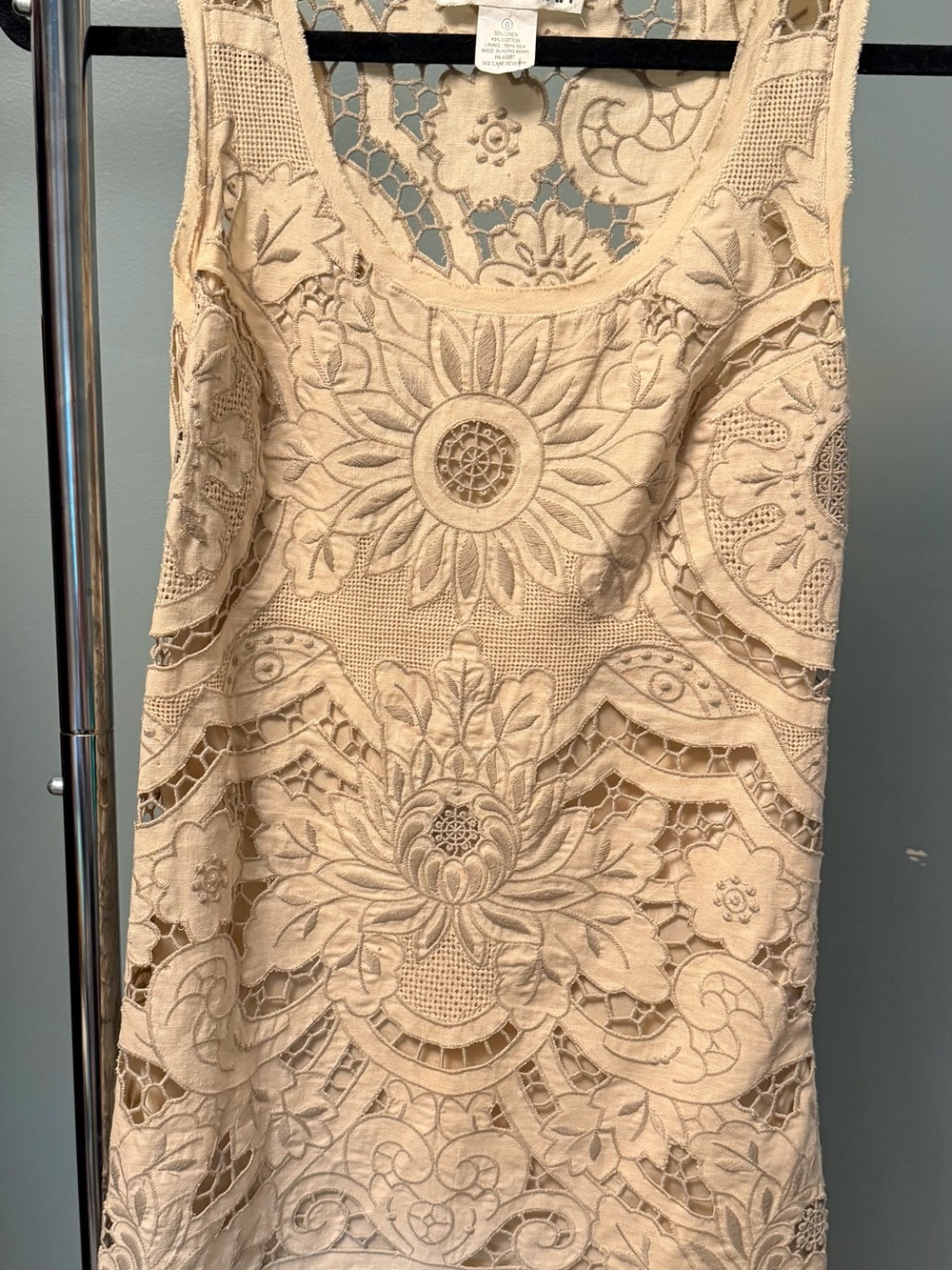 Vivienne Tam Cream Lace Cutout Mini Dress